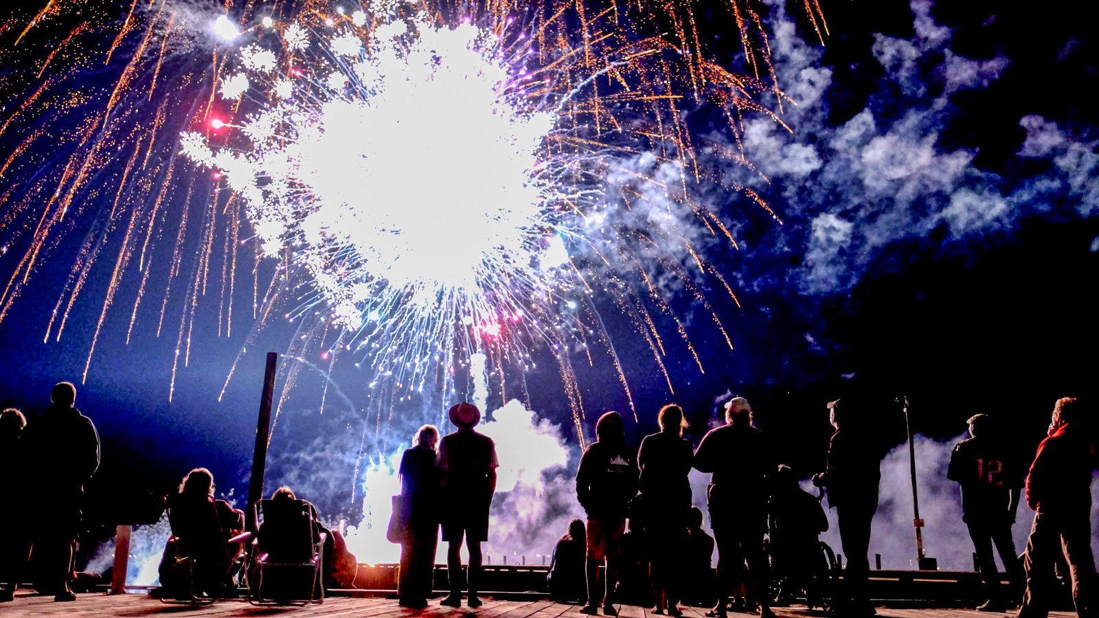 Weekend fireworks show on Annapolis Royal Nova Scotia harbourfront