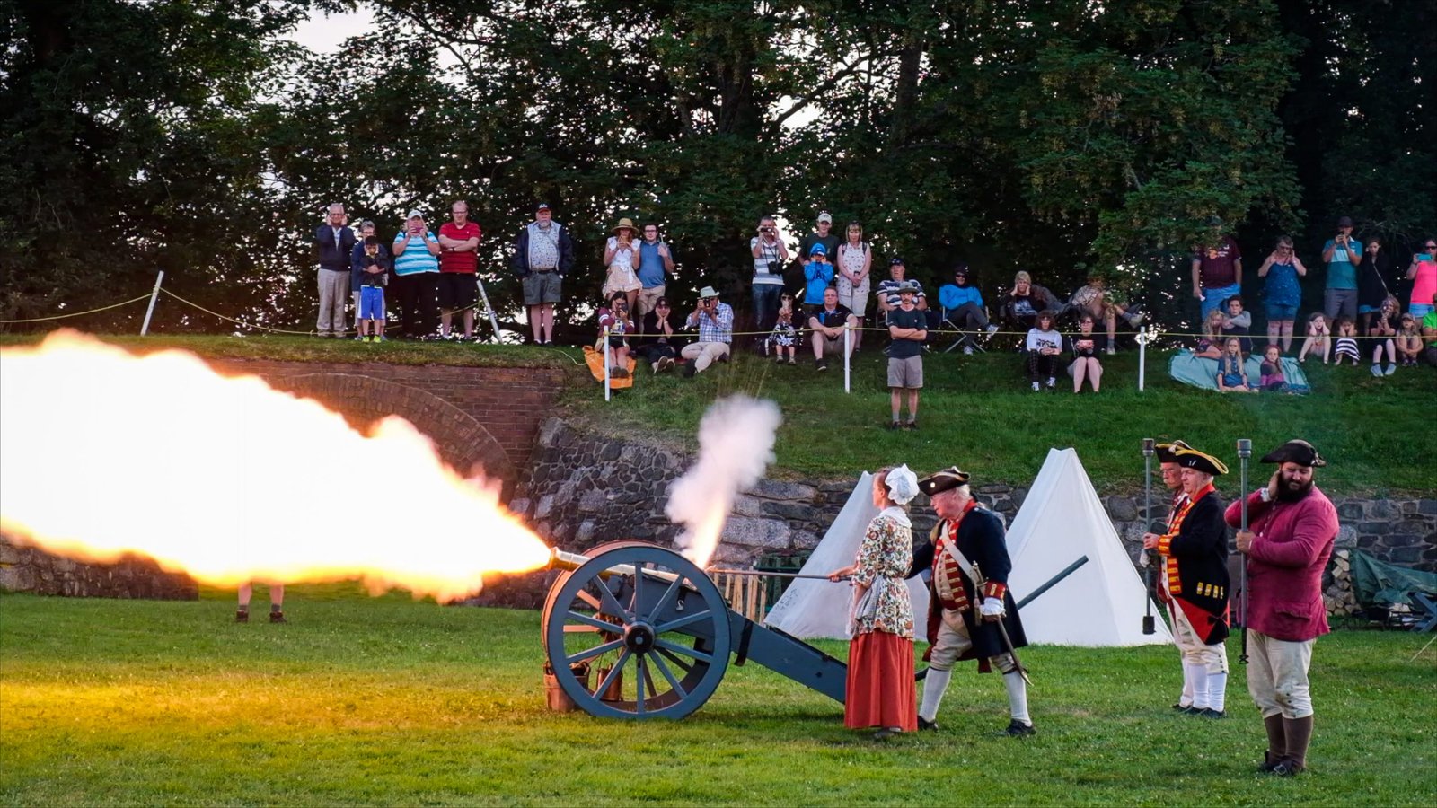 Historical re-enactment of colonial  highlights in Annapolis Royal Nova Scotia
